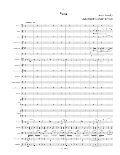 A. Arensky - Suite #1 in F major, op. 15,  #2. Waltz, Orchestrated by A. Leytush