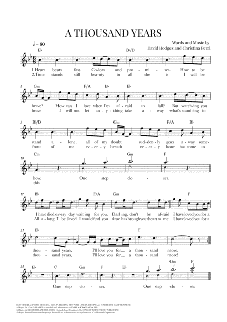 A Thousand Years (arr. Cadenza Editions)