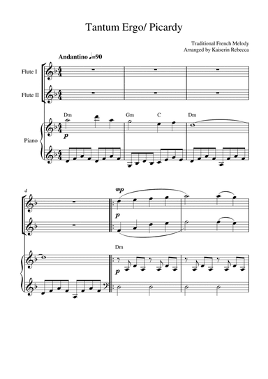 Tantum Ergo/ Picardy (for flute duet and piano accompaniment) (arr. Kaiserin Rebecca)