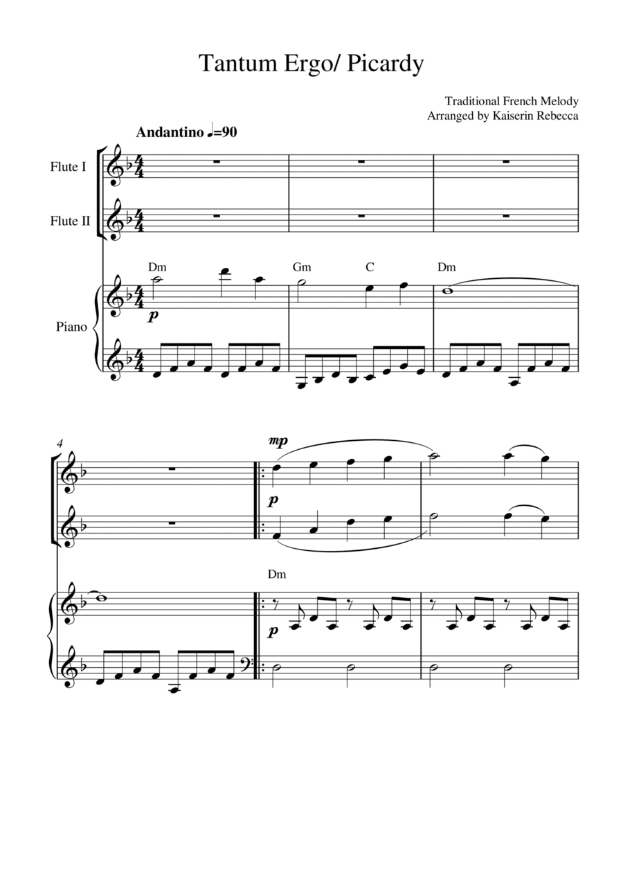 Tantum Ergo/ Picardy (for flute duet and piano accompaniment) (arr. Kaiserin Rebecca)