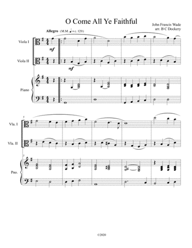 O Come All Ye Faithful (viola duet) with optional piano accompaniment (arr. B C Dockery)