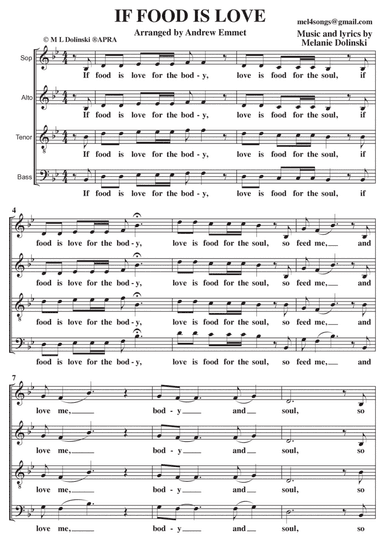 If Food Is Love A Cappella SATB