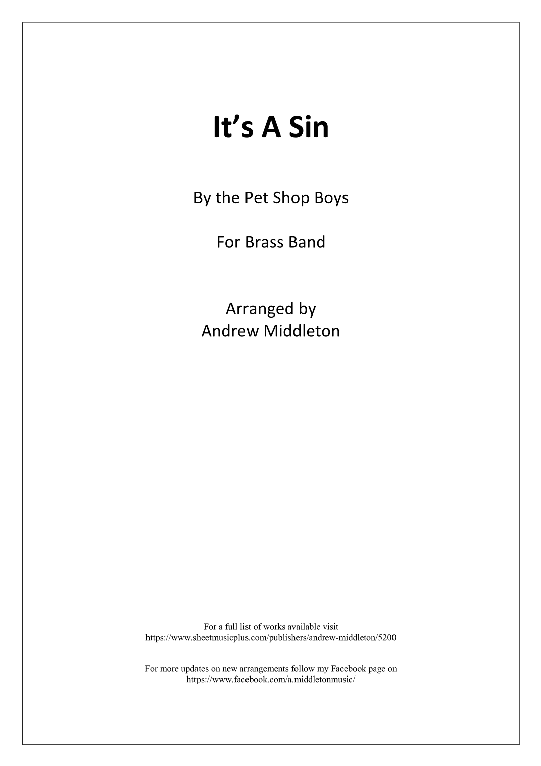 It's A Sin (arr. Andrew Middleton)