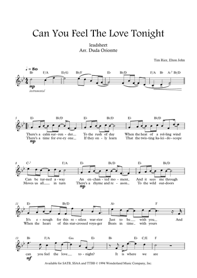 Can You Feel The Love Tonight (arr. Duda Oriontte)