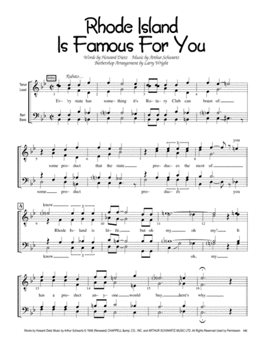 Rhode Island Is Famous For You (arr. Larry Wright)