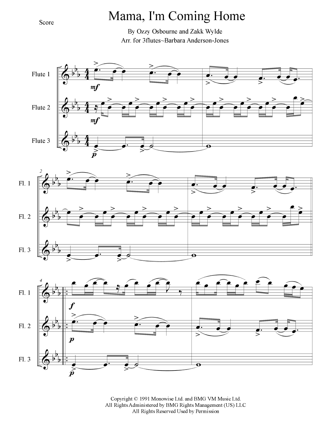 Mama, I'm Coming Home - Score Only (arr. Barbara Anderson-Jones)