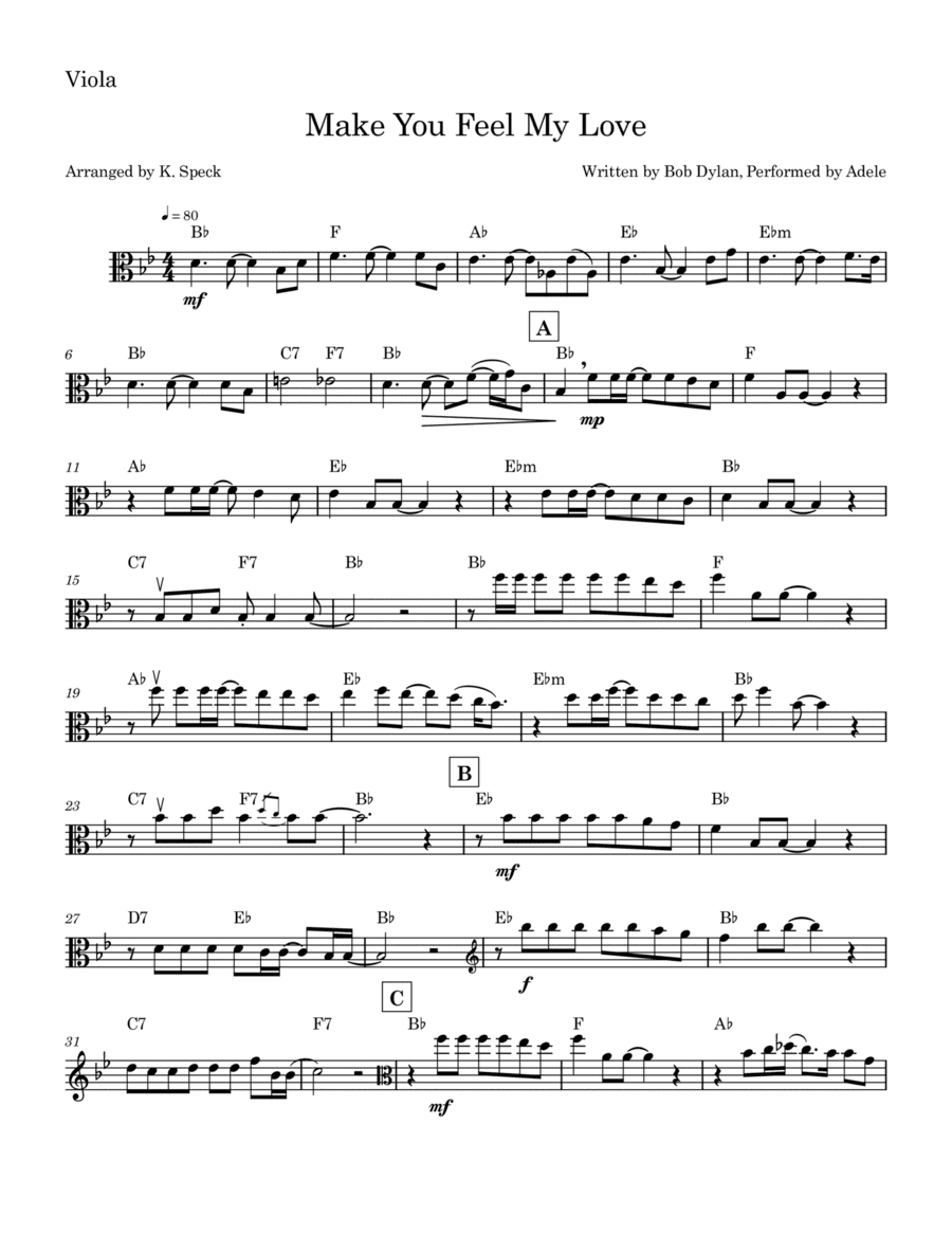 Make You Feel My Love (arr. K. Speck)