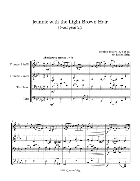 Jeanie with the Light Brown Hair (brass quartet) (arr. Jordan Grigg)