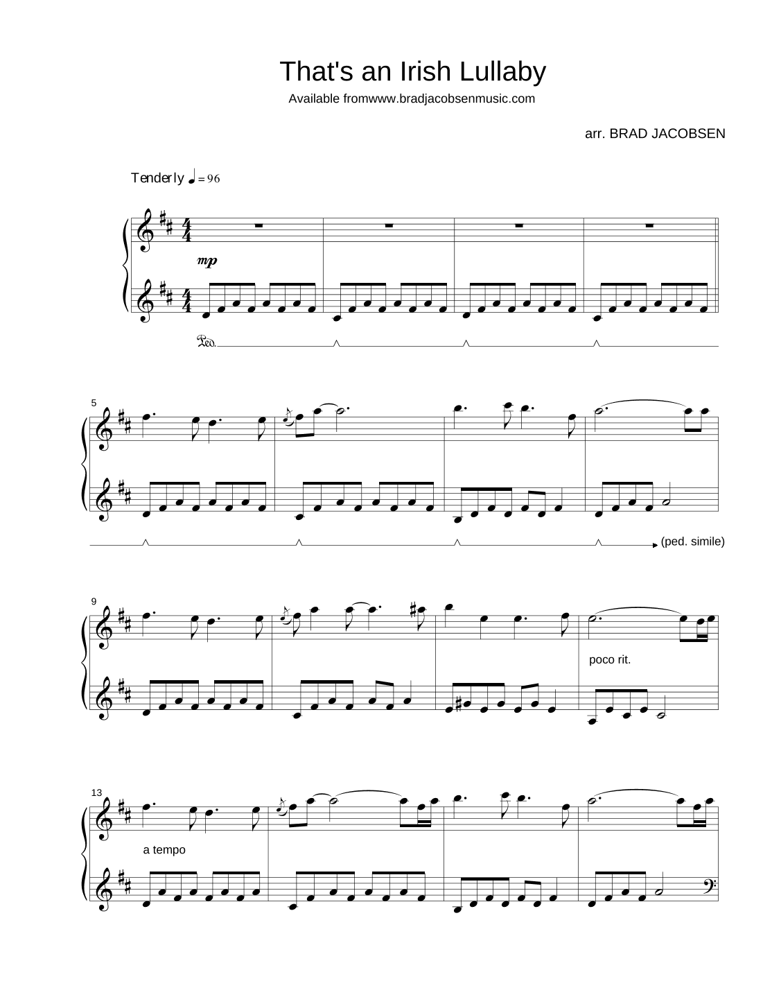 That's an Irish Lullaby (arr. Brad Jacobsen)