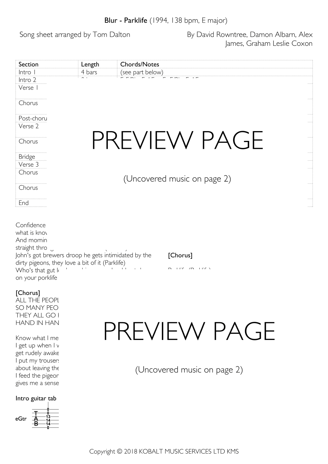 Park Life (arr. Tom Dalton)