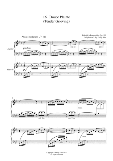 16.  Douce Plainte (Tender Grieving)  25 Progressive Studies Opus 100 for 2 pianos Friedrich Burgm (arr. Philip Kim)