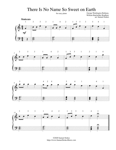There is No Name So Sweet on Earth (The Sweetest Name) - for easy piano (arr. Samuel Stokes)