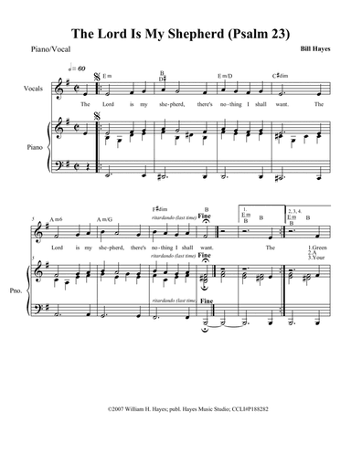 The Lord Is My Shepherd - Psalm 23 (song; piano/vocal)