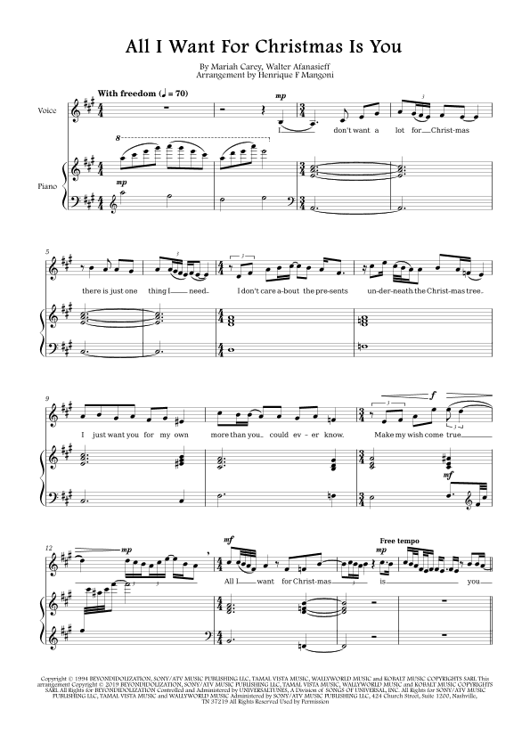 All I Want For Christmas Is You (arr. Henrique F Mangoni)
