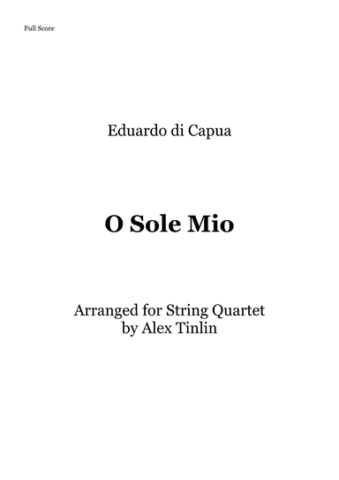 O Sole Mio (arr. Alex Tinlin)