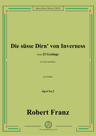 Franz-Die susse Dirn von Inverness,in d minor,Op.4 No.2 (arr. OSM Press)