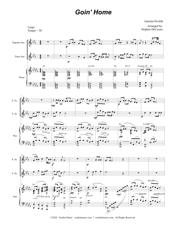 Goin' Home (Duet for Soprano and Tenor Saxophone) (arr. Stephen DeCesare)