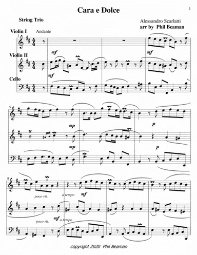 Cara e Dolce-Scarlatti-String Trio (arr. Phil Beaman)