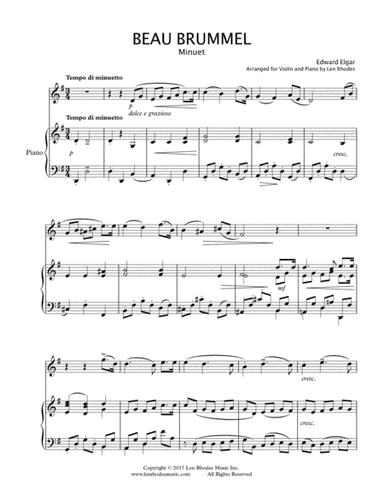 Elgar -"Minuet" from 'Beau Brummel', for Violin and Piano (arr. Len Rhodes)