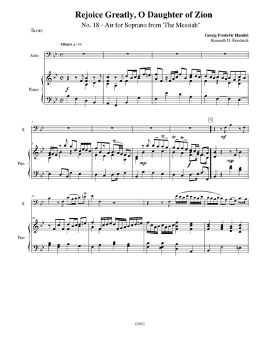 Rejoice Greatly, O Daughters of Zion (arr. Kenneth D Friedrich)