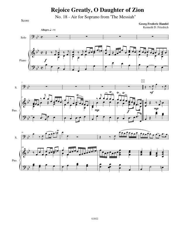 Rejoice Greatly, O Daughters of Zion (arr. Kenneth D Friedrich)