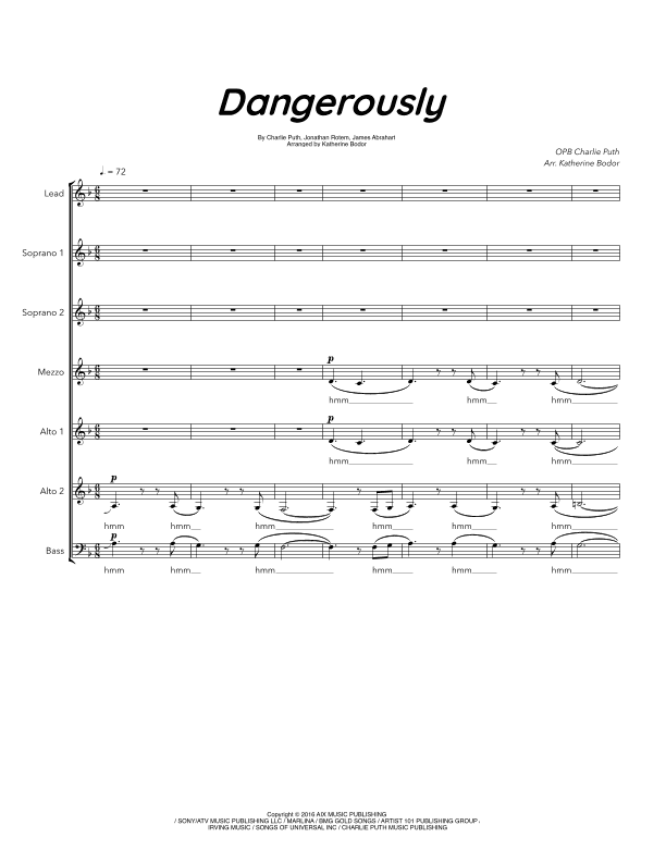 Dangerously (arr. Katherine Bodor)