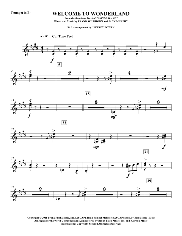 Welcome To Wonderland (arr. Jeffrey Bowen)