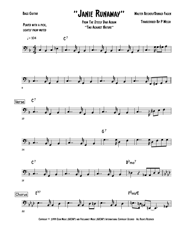 Janie Runaway (arr. Accubass)