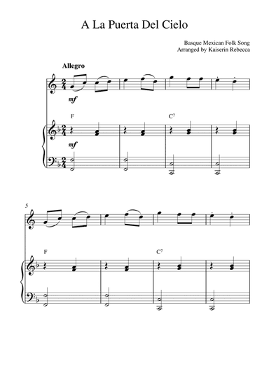 A La Puerta Del Cielo (for English horn solo and piano accompaniment) (arr. Kaiserin Rebecca)