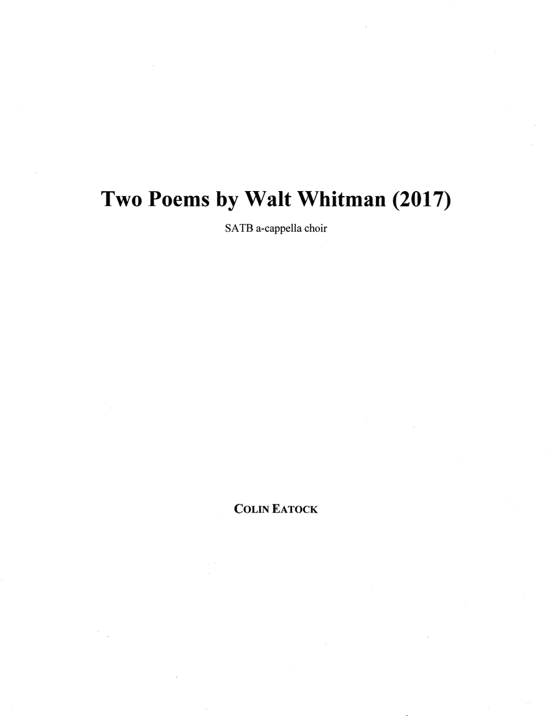 Two Poems by Walt Whitman (2017)