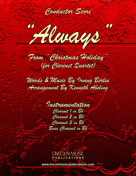 Always - Irving Berlin (for Clarinet Quartet) (arr. Kenneth Abeling)
