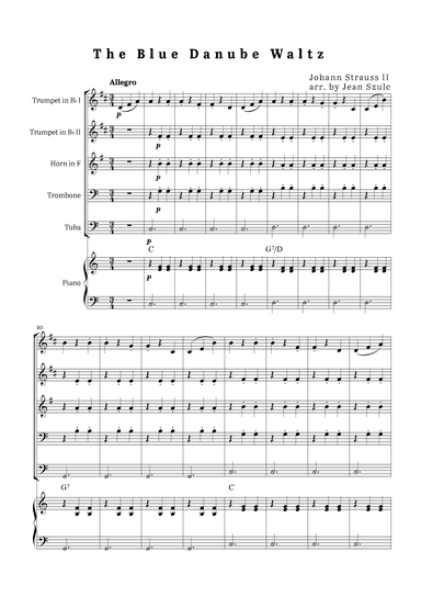 The Blue Danube Waltz - Brass Quintet with Piano (arr. Jean Szulc)