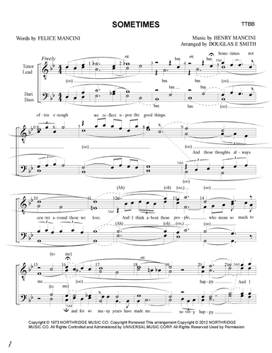 Sometimes (arr. Douglas E Smith)