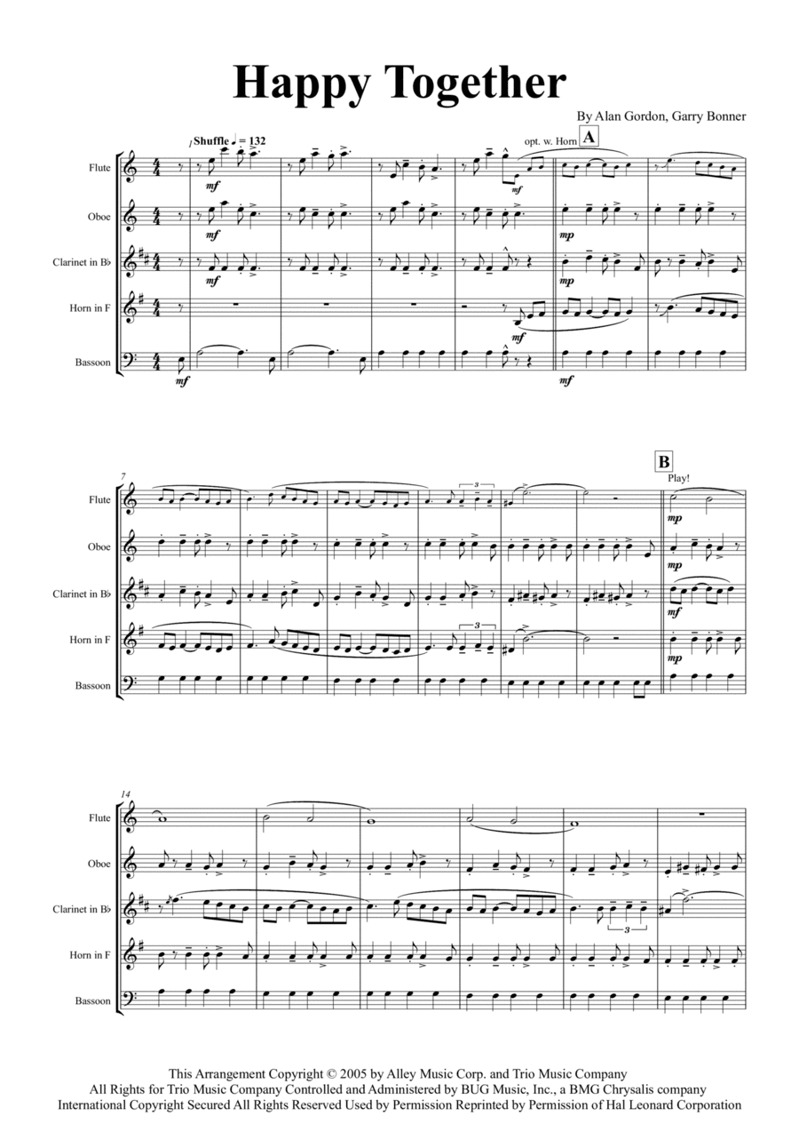Happy Together (arr. Thomas Graf)