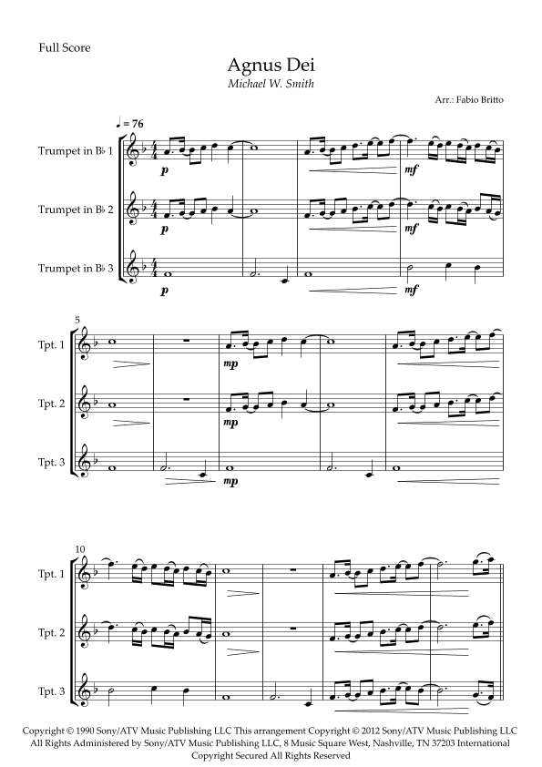 Agnus Dei (arr. Fabio Britto)