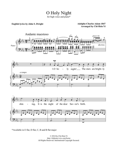 O Holy Night [high, E flat major] (arr. Chi-Hsin Yi)