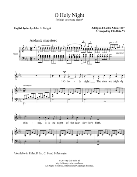 O Holy Night [high, E flat major] (arr. Chi-Hsin Yi)