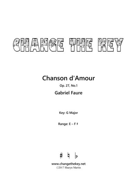 Chanson d'Amour - G Major (arr. Change the Key)