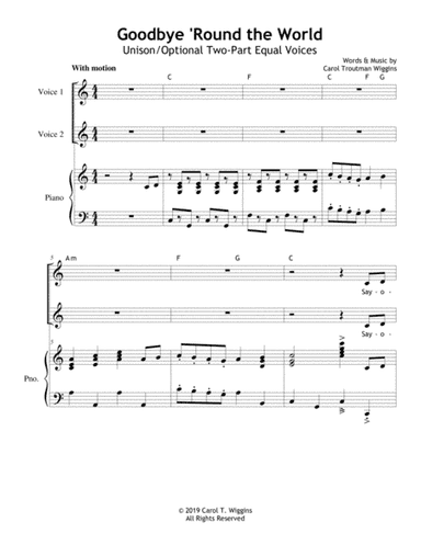 Goodbye 'Round the World (Unison/2-Part)