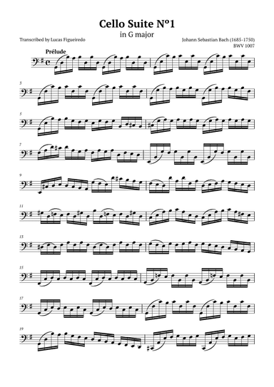 Cello Suite No 1 in G major - Prélude - Bach (arr. Lucas Figueiredo)