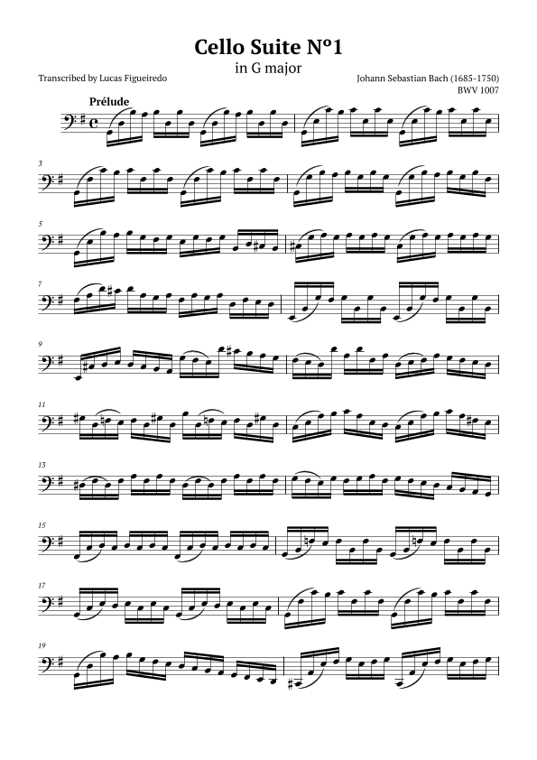 Cello Suite No 1 in G major - Prélude - Bach (arr. Lucas Figueiredo)