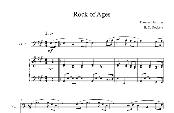 Rock of Ages (Cello Solo with Piano Accompaniment) (arr. B. C. Dockery)