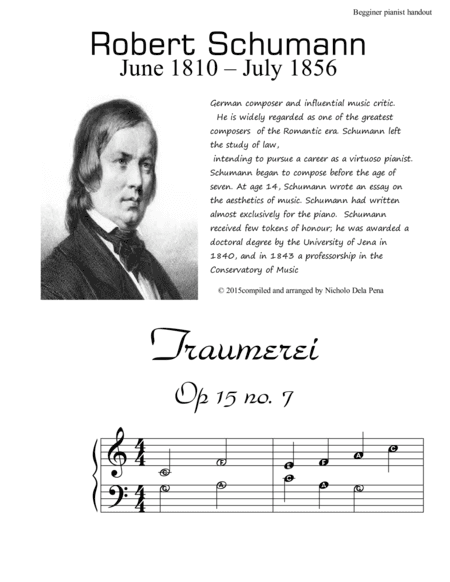 Robert Schumann For Begginer Pianist (arr. Nicholo Dela Pena)
