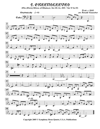 Shakespearean Music for Bras Quintet - 2. Greensleeves - The Merry Wives of Windsor / Romeo and Juli (arr. Donald Rauscher / Transcribed by R.R.Cardo)