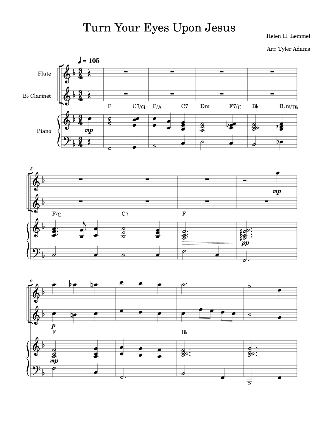 Turn Your Eyes Upon Jesus (Flute and Clarinet Duet with Piano) (arr. Tyler Adams)