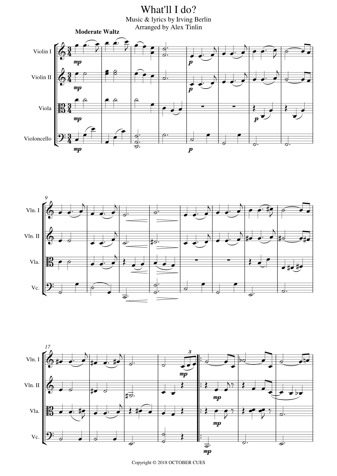 Ali Comes To Woodland / What'll I Do ? (arr. Alex Tinlin)