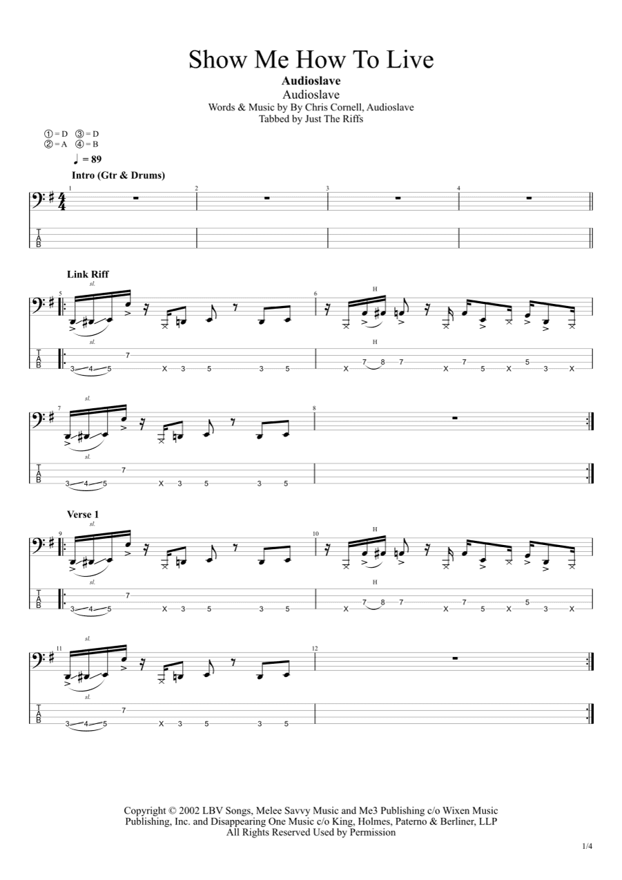 Show Me How To Live (arr. Just The Riffs)