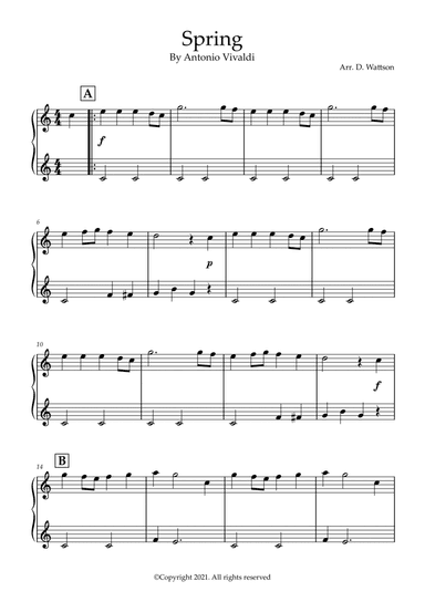 Spring for piano (arr. Douglas Wattson)