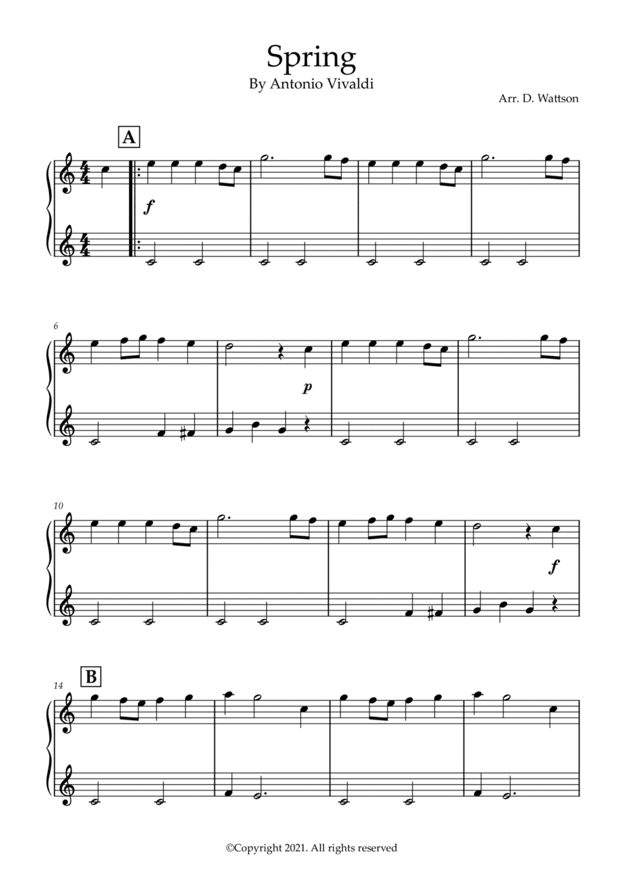 Spring for piano (arr. Douglas Wattson)