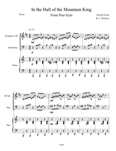 In the Hall of the Mountain King (Trumpet and Trombone Duet with Piano Accompaniment) (arr. B. C. Dockery)